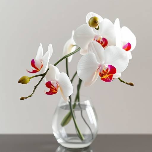 Orqu√≠dea Phalaenopsis branca em um vaso de vidro.